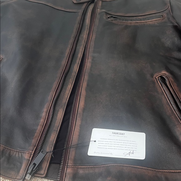 Thursday Boots Leather Roadster Jacket (Black Coffee) athletic cut size XL - Picture 4 of 9